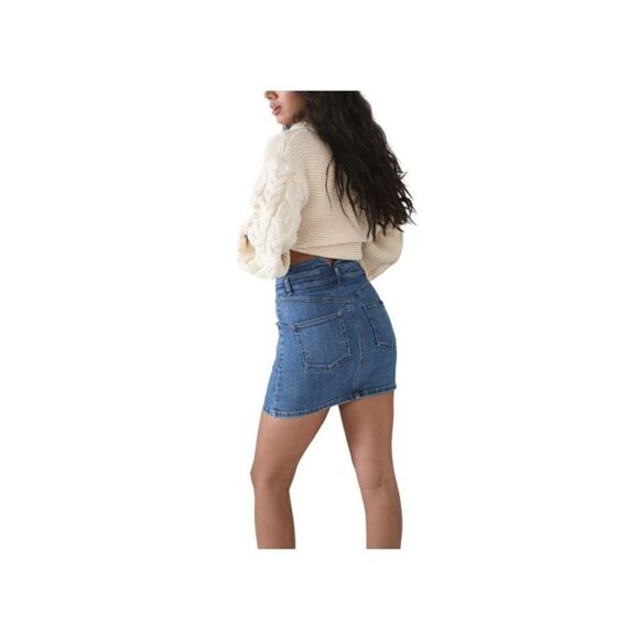 Bardot Spliced Seam Denim Mini Skirt - Picture 2 of 7